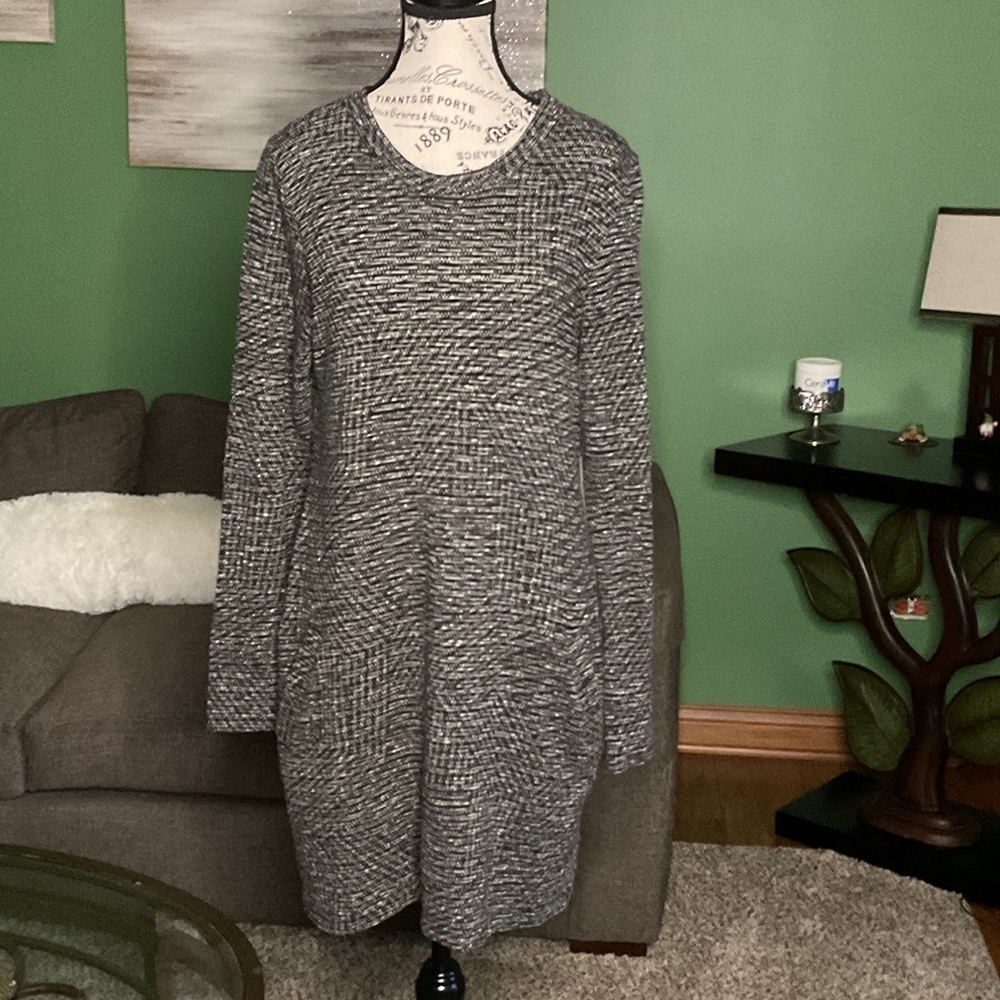 Allison Joy Black and White Long Sleeve Dress, Size L